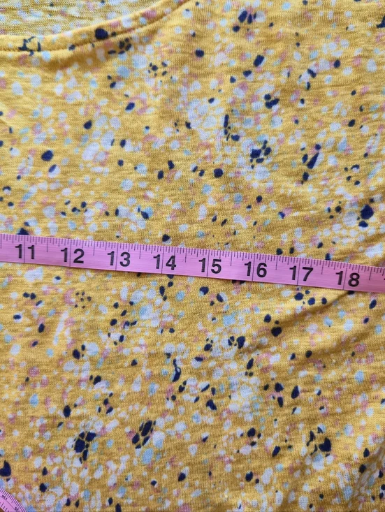 Rachel Zoe 100% Linen Yellow Floral Print Short Sleeve Top - Size Large - Picture 6 of 7